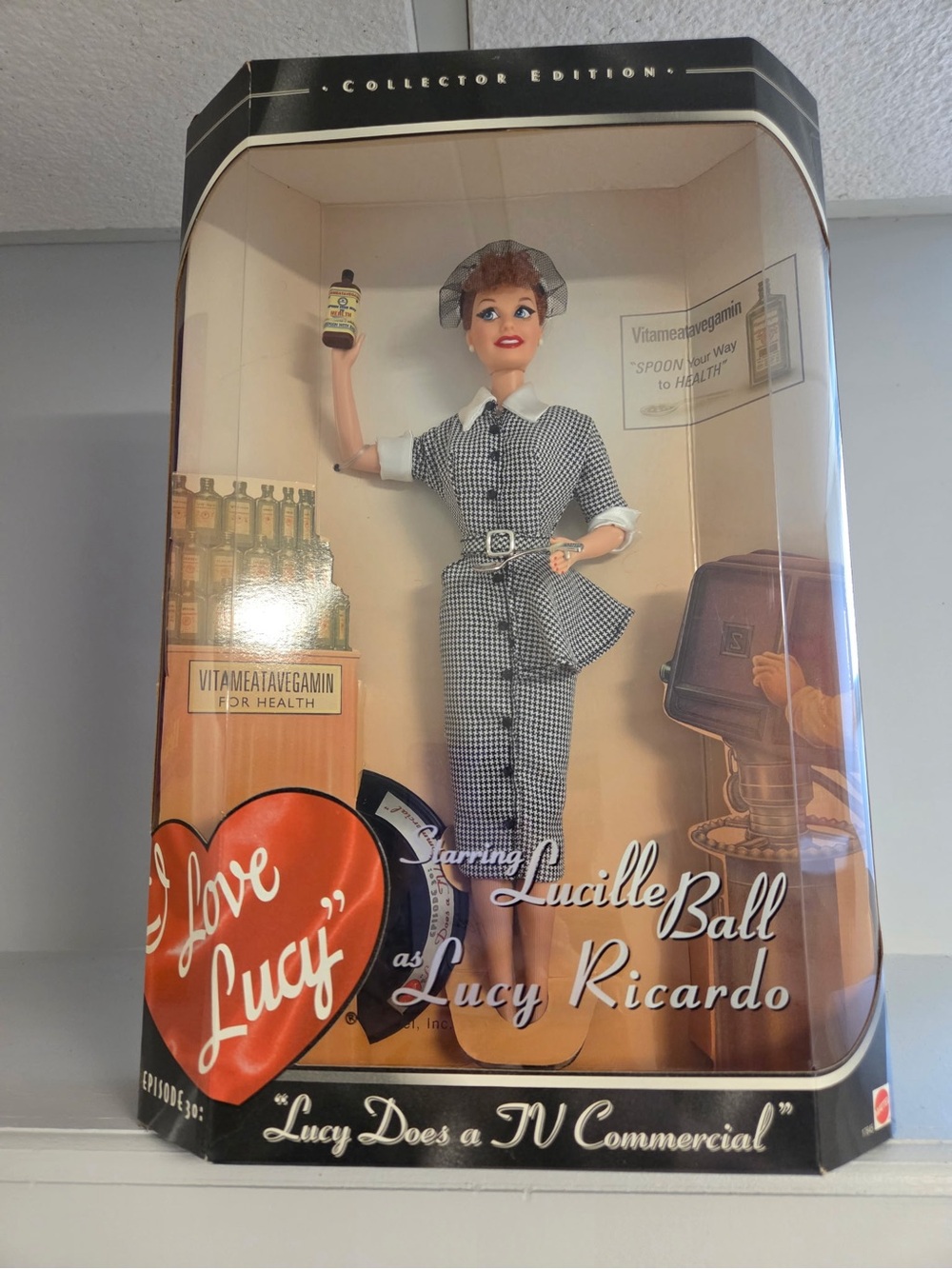 Mattel Lucille Ball Doll Poster with Red Heart Accent